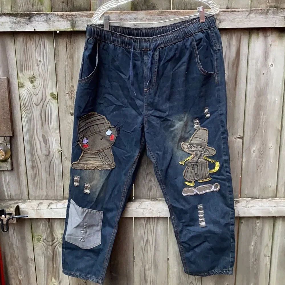 Distressed and Patched Jean Capris sz. 5X